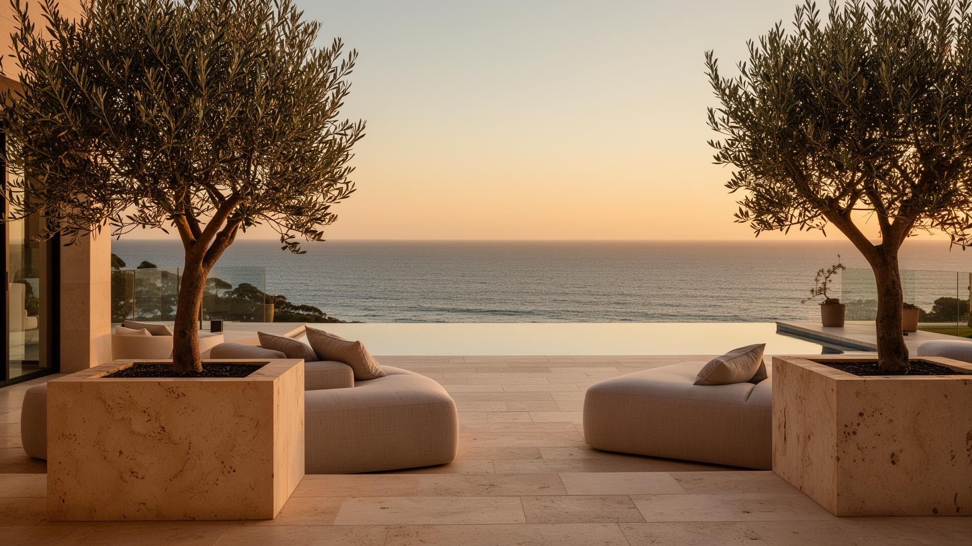Luxury Perth coastal home interior at golden hour